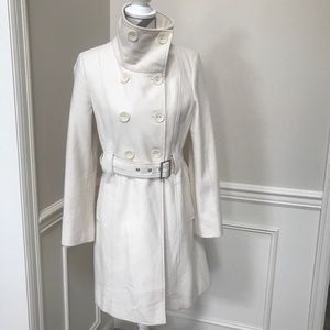Off white, wool blend coat by Guess